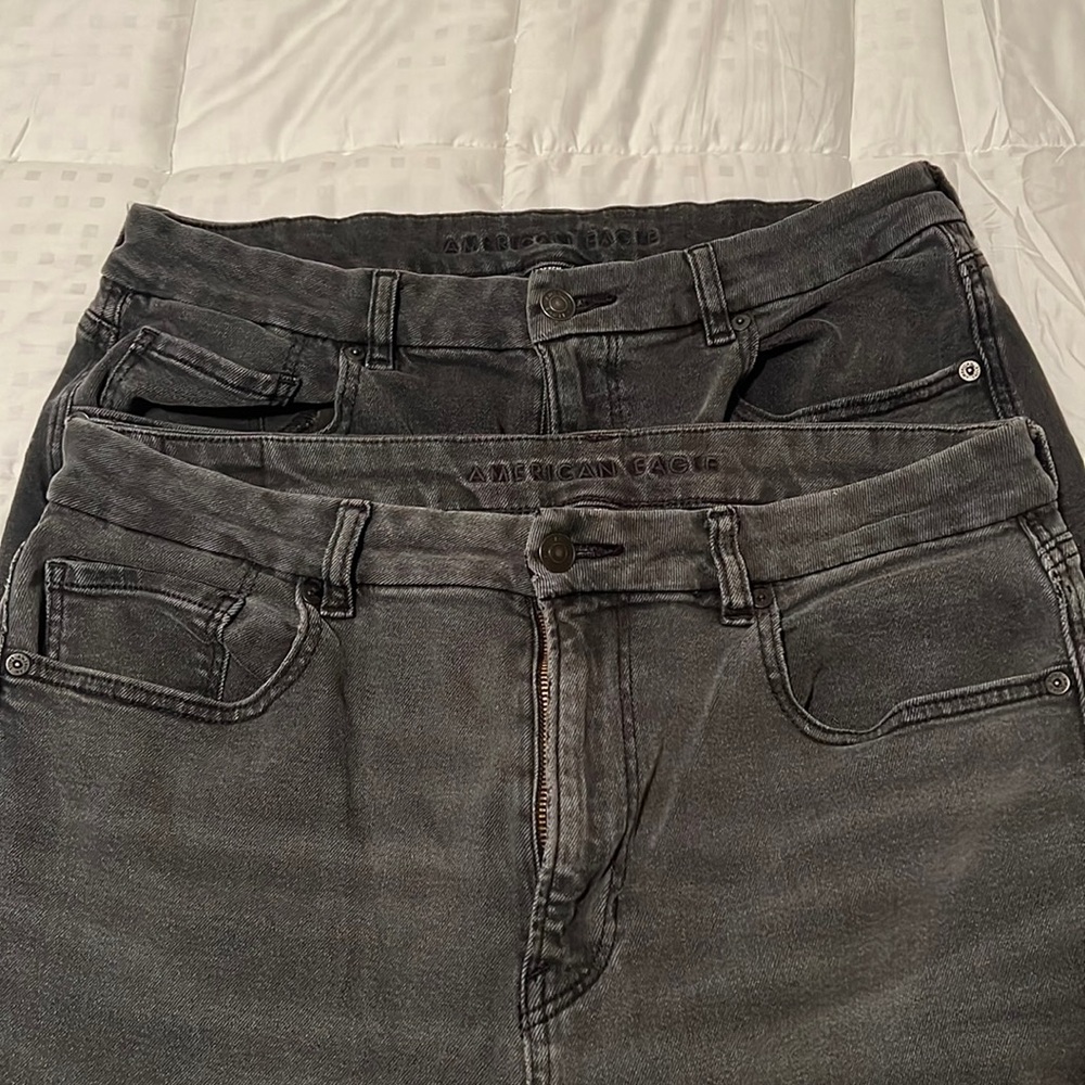 2 pair American Eagle Mom Jeans black size 14